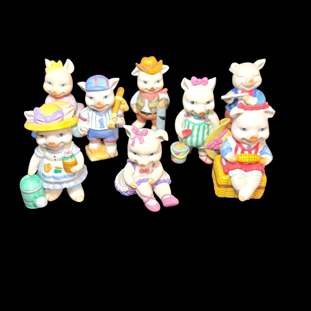 Pig Figurines Bronson Collectibles BC Ceramic Sri Lanka Vintage 90s Lot of 8